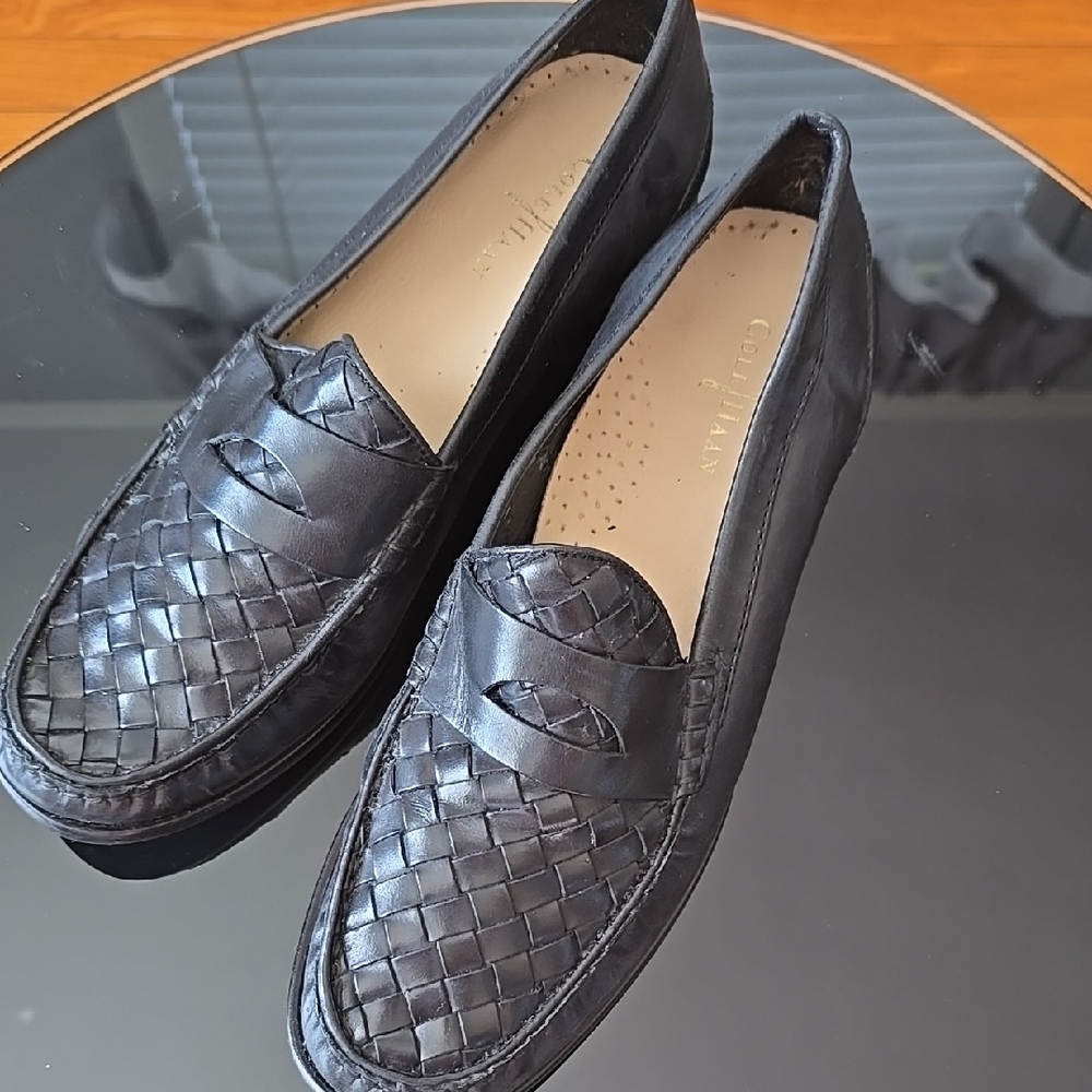 Cole Haan Black Woven Leather Loafers